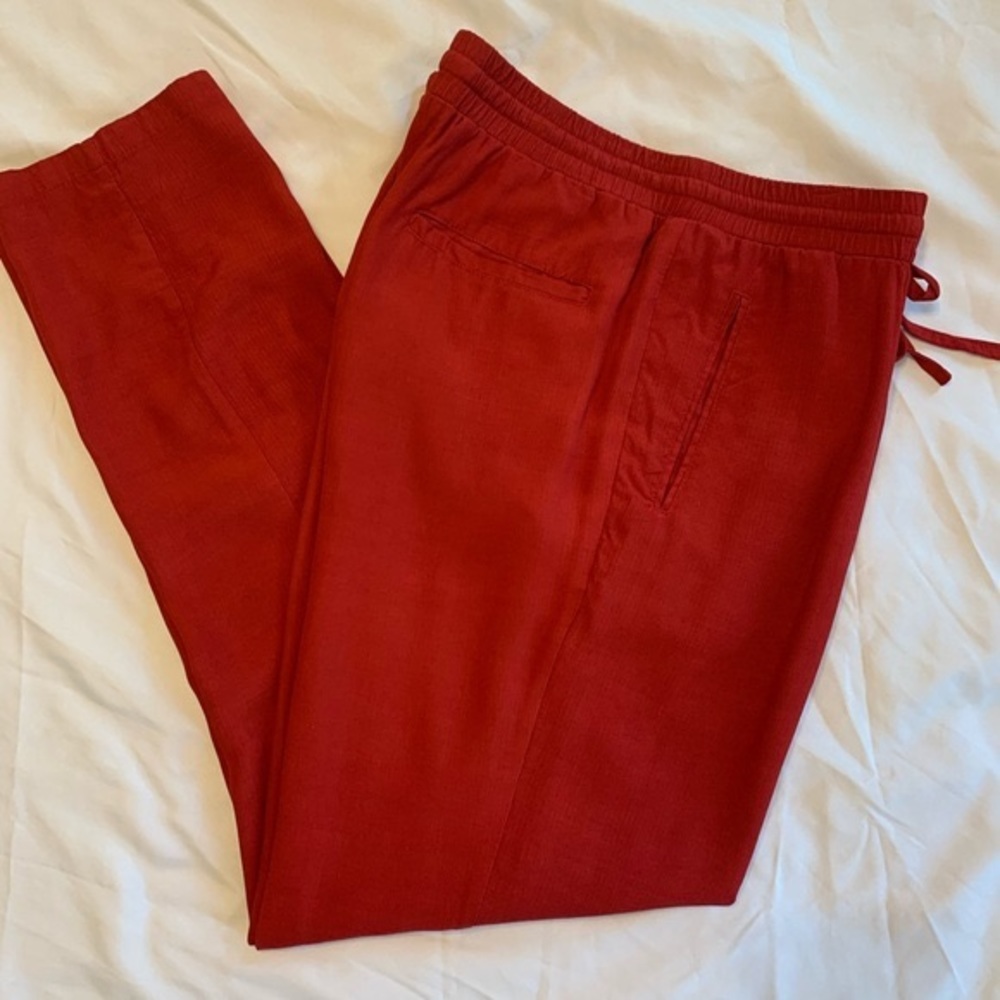 Relaxed Fit Red Drawstring Waist Pants Size 10